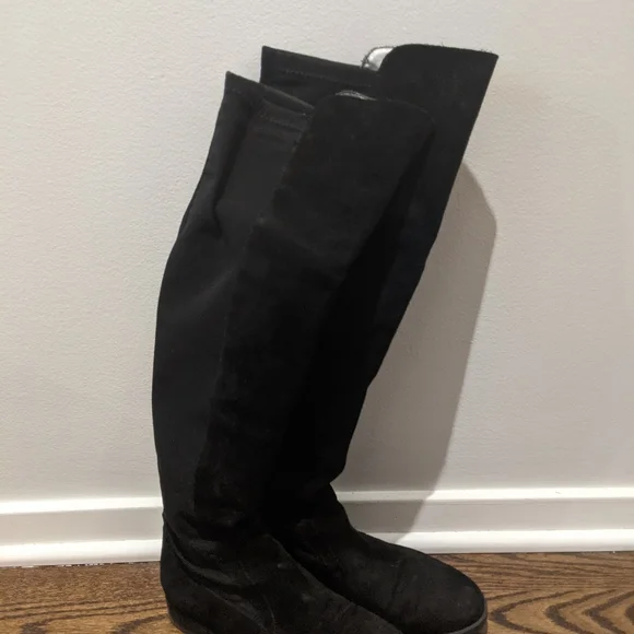 Audrey Brooke Tamela Over the Knee Black Suede Boots - Picture 6 of 6